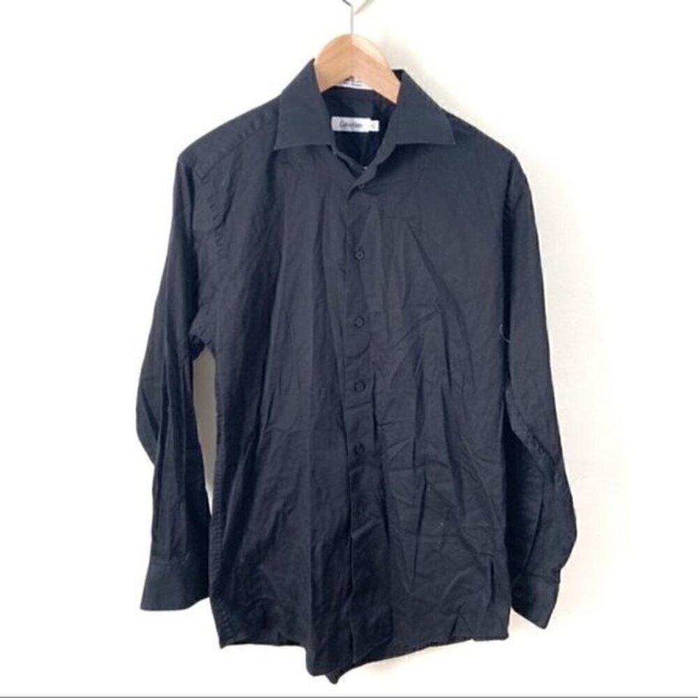 Calvin Klein 15 32/33 men black button down shirt